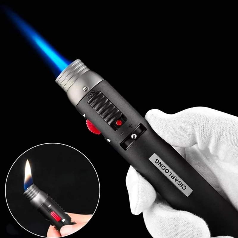 

Creative pen type windproof straight forward dual flame cigarette lighter, outdoor portable flashlight, cigarette accessories