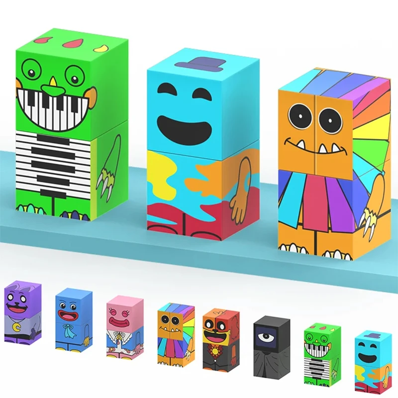 บล็อกแม่เหล็ก 16 ชิ้น Nightmare Critter Yarnabi Magent ของเล่นอนิเมชั่น ตัวต่อแม่เหล็กทรงลูกบาศก์ ของเล่นเสริมพัฒนาการ STEM ของเล่นเสริมสัมผัส ของขวัญวันเกิด/คริสต์มาส