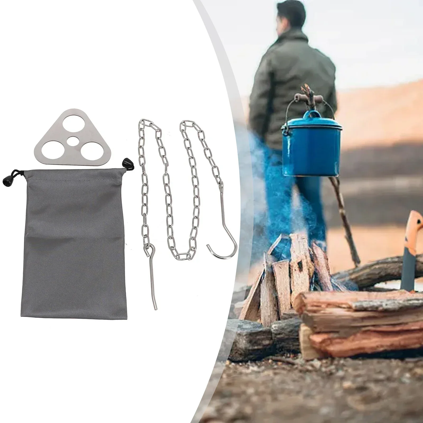 Camping Hanging Tripod Pots Rack Hangers BBQ Steel Rack Multifunction Tripods Fire  For Picnic Bonfire Party Parts