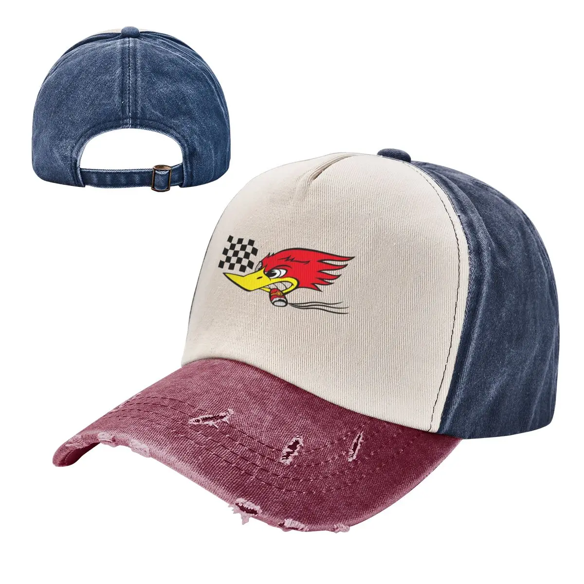 Clay Smith Cams Cartoon Bird Mr.Horsepower Style Baseball Cap Distressed Denim Hats Hip Hop Activities Adjustable Fit Sun Cap