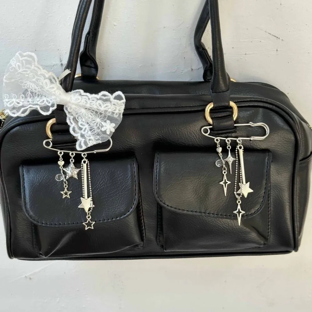 الجمالية Y2k القوطية ستار بروش كليب حقيبة سحر فريد المشبك مطرز حقيبة دبابيس الشنق دبوس الأمان مطرز بروش ظهره #1