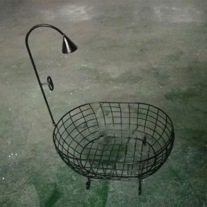 

54DF Baby Photography Small Bathtub Props Newborn Iron Basket Shower Accessories