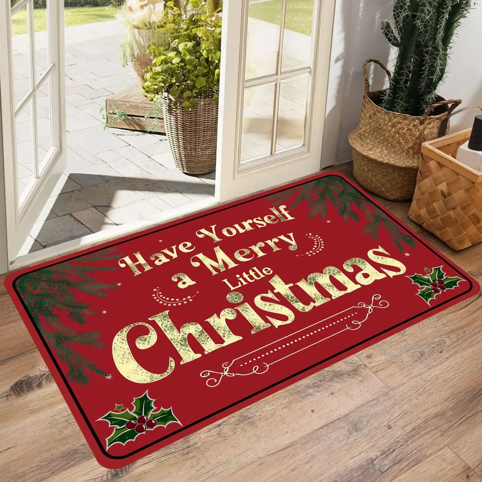 

VIKAMA Christmas Happy Floor Anti-Slip Entrance Mat For Indoor And Outdoor Use Holiday Atmosphere Door Mat Home Decoration