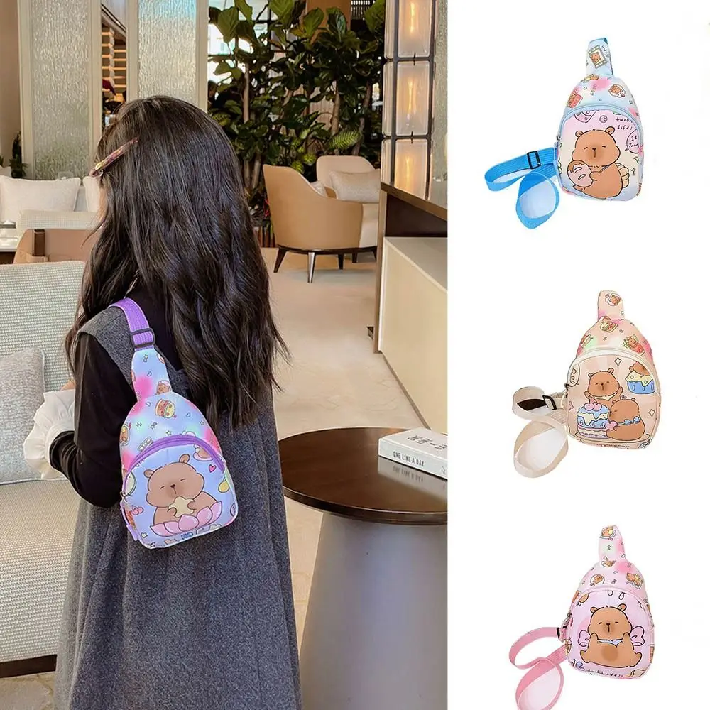 

Cartoon Nylon Capybara Chest Bag Portable Casual Cartoon Shoulder Bag Large Capcity Kids Crossbody Bag Holiday Gift