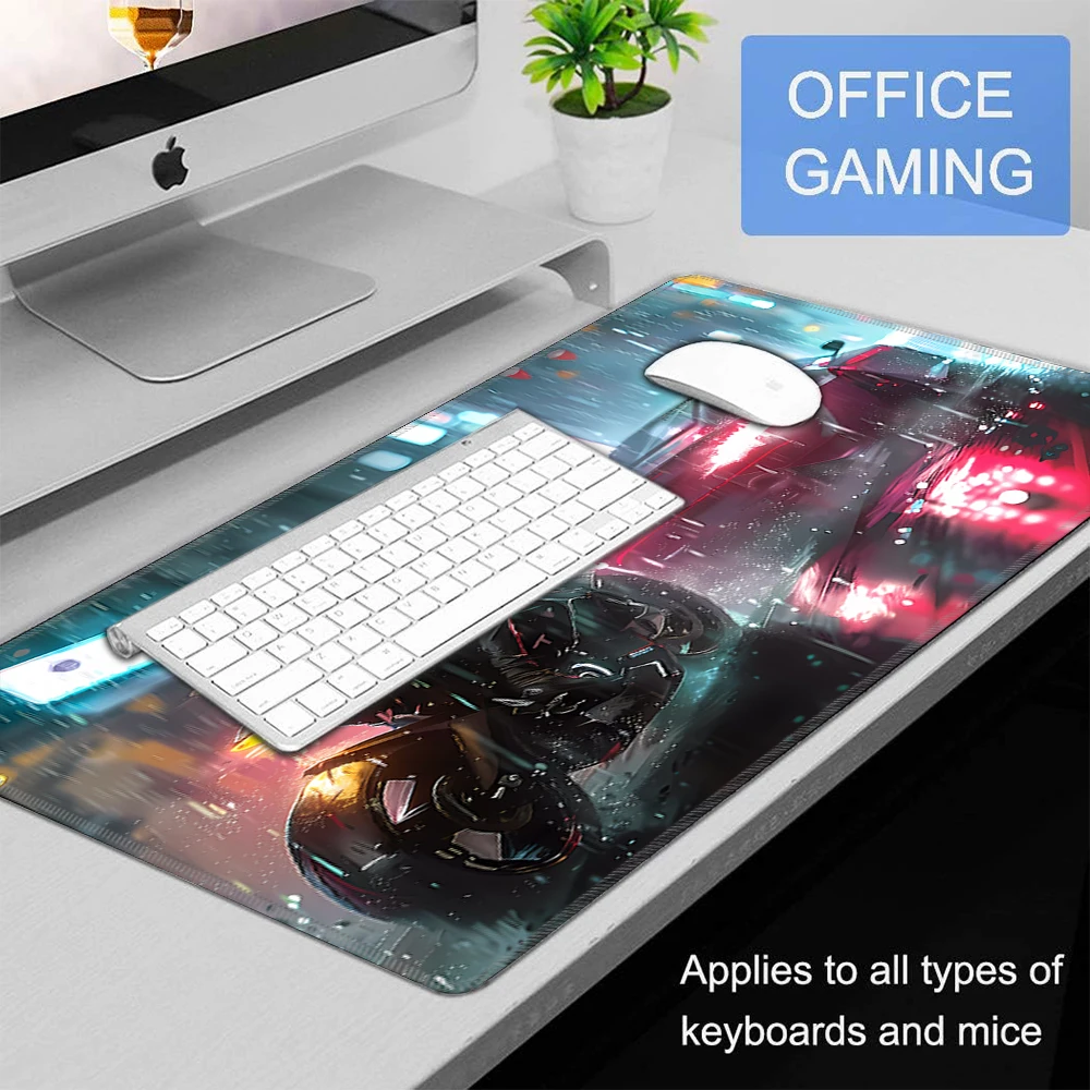 Cyber Punks Keyboard Pads Large Gaming Mouse Pad Anime Rubber Mat Cool Deskmat Desk Protector Mousepad Gamer Pc Accessories S49