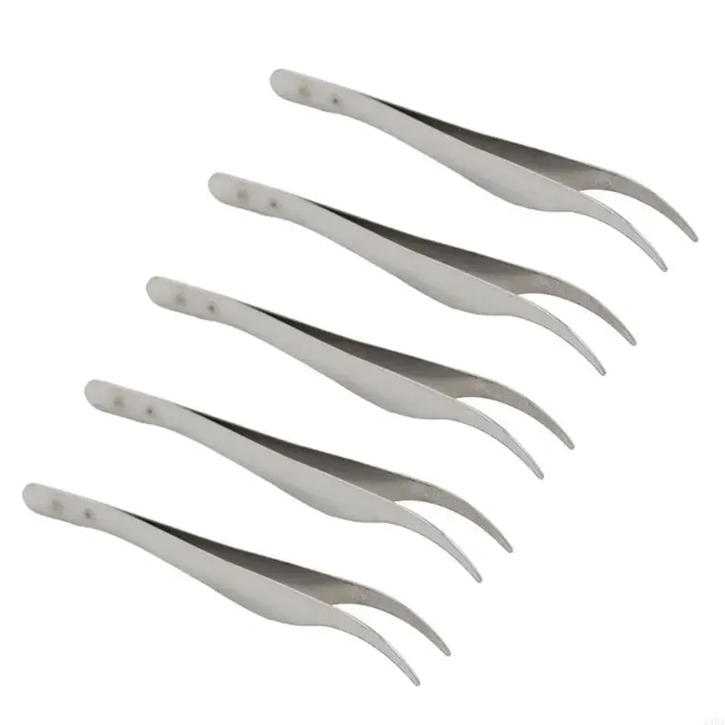 Stainless Steel Tweezers With Slant Tips for Beauty Experts Medicals Applications Professional Blackhead 5pcs