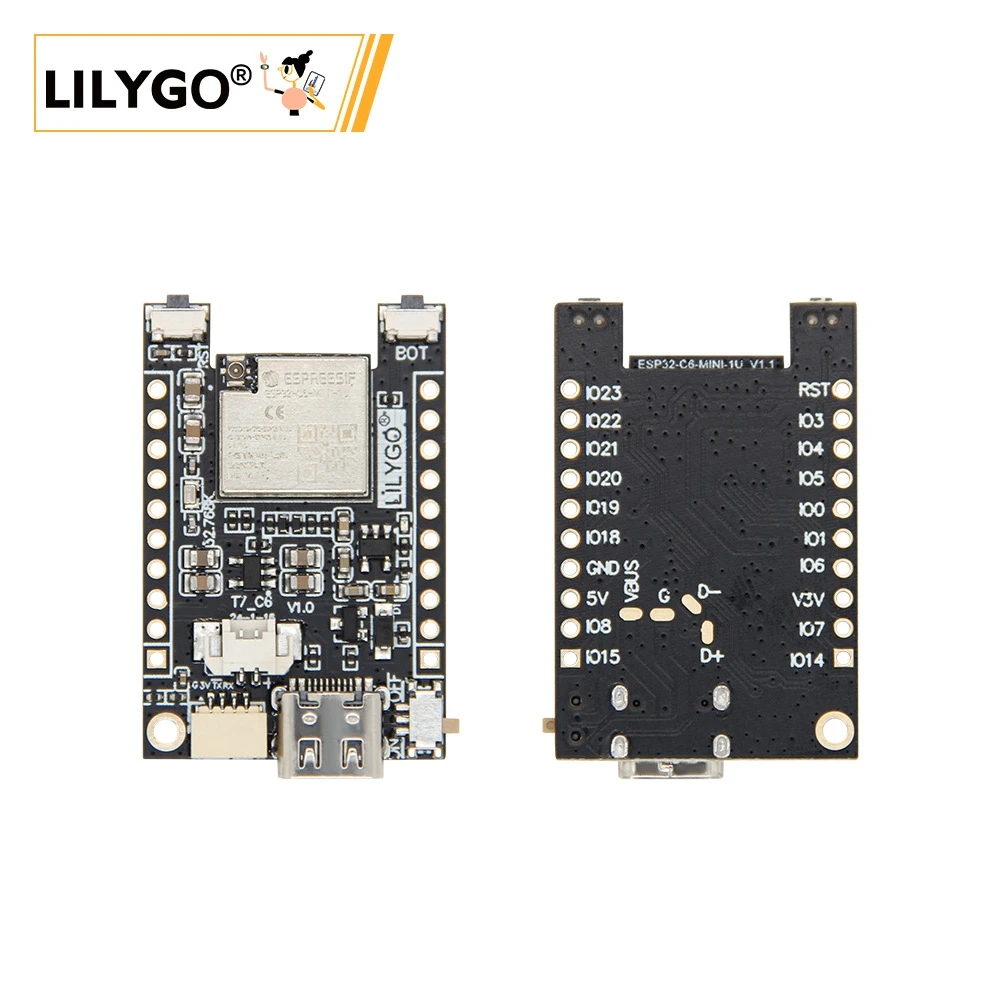 LILYGO® T7-C6 ESP32-C6-MINI-1 Modules With Charging Chip TP4065 Wireless Protocol WiFi ESP32-C6-MINI-1 Wi-Fi6 BLE5 Thread/Zig