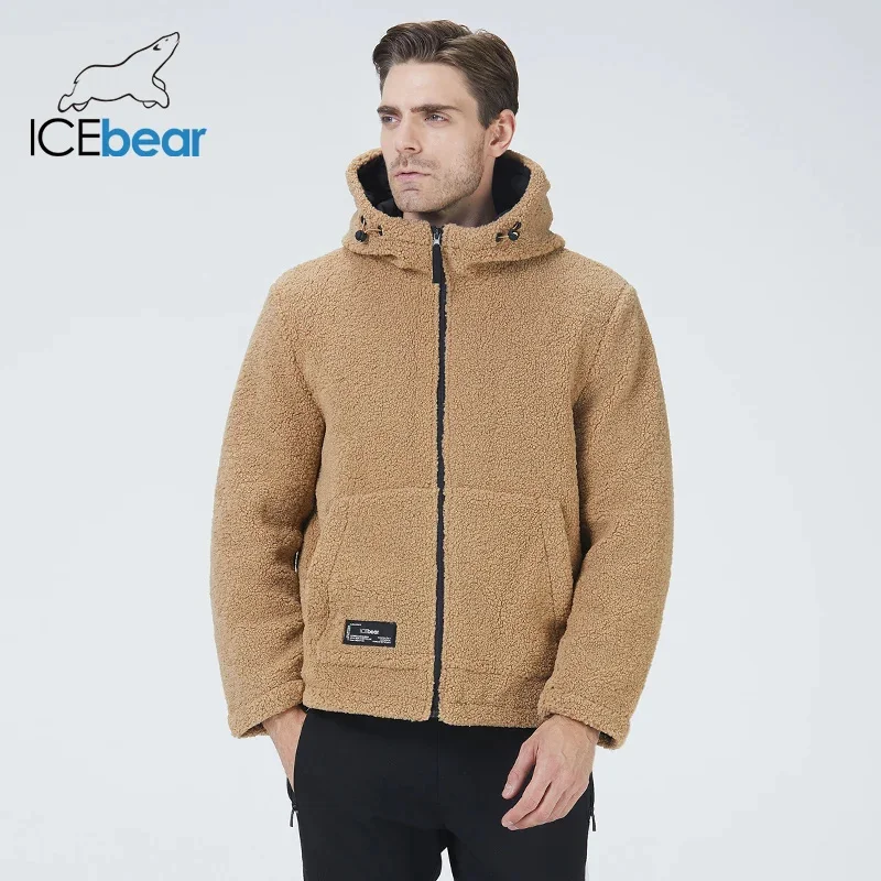 icebear winter new men's jacket short cotton coat polar fleece jacket unisex brand apparel MWC20966D 2024