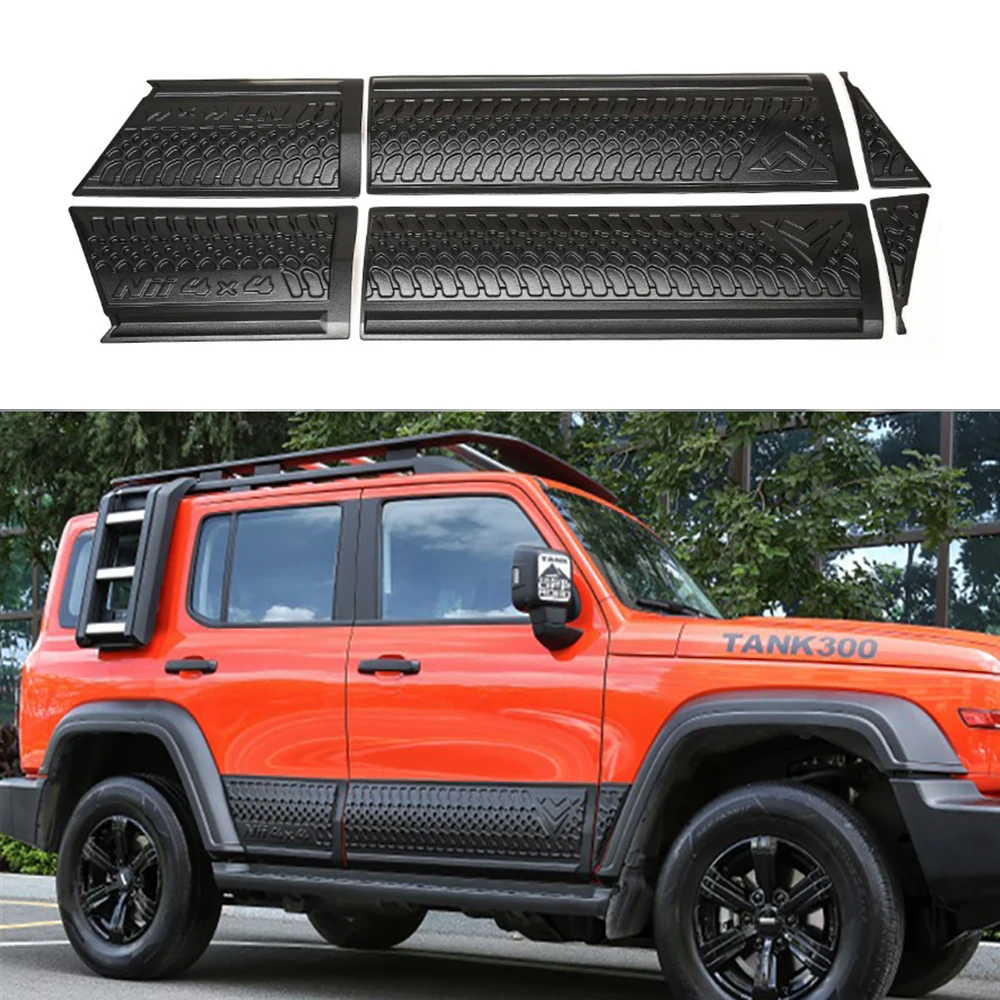 ABS Injection Matte Black Side Molding Body Kits Trim For Great Wall GWM WEY TANK 300 Car Door Guards Cover Off-road Accessories