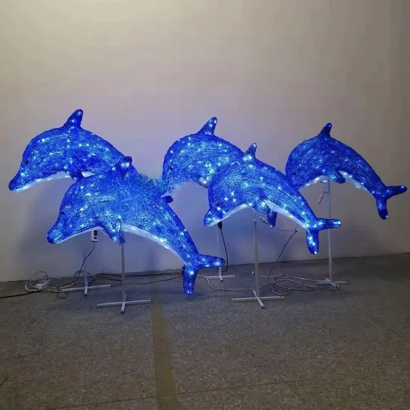 Outdoor Waterproof Ocean World Luminous Animal Custom Size Light Emitting Diode Dolphin Christmas Pattern Light