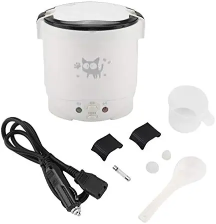 

Mini 1L 12V Rice Cooker – Portable Electric Lunch Box for Car, Travel, Camping – Non-Stick, Auto Shut-Off (White)