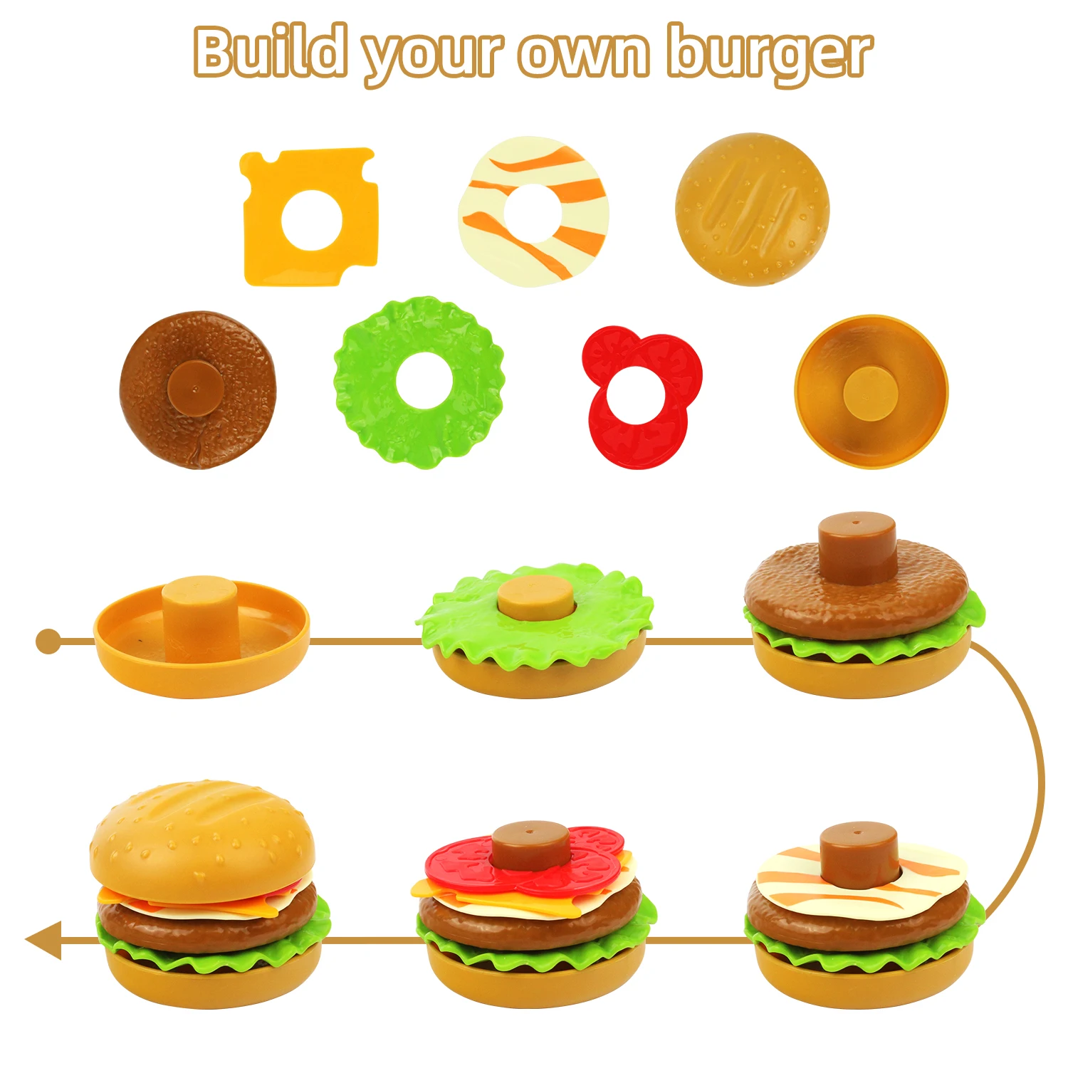 Conjunto de hambúrguer e brinquedos de fast food para crianças, jogo educativo para dramatizações, mini cozinha, jogos de casa, 40pcs