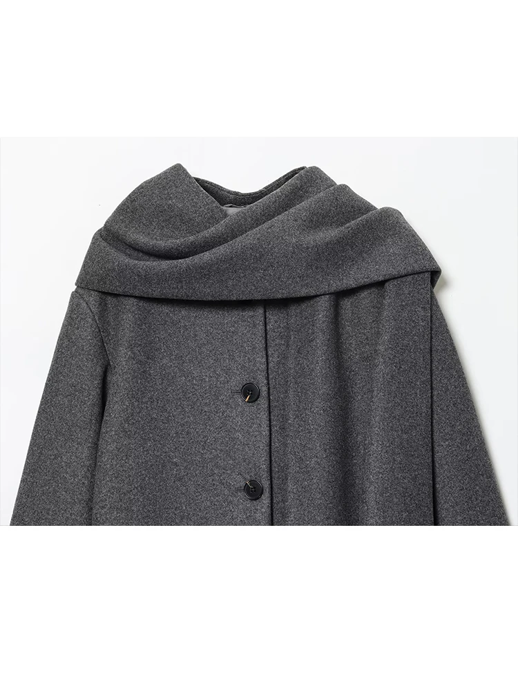 HH النساء الشتاء موضة تنوعا وشاح طوق معطف النمط البريطاني معطف البحرية الإناث شارع العليا مزاجه عادية 2-لون سترة