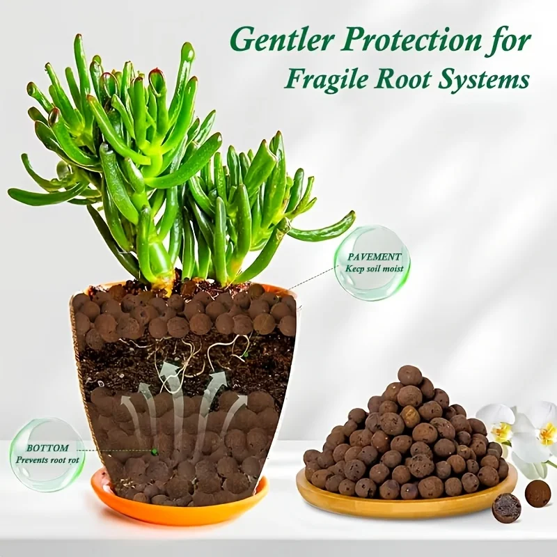 100/500g Garden Decorative Expanded Clay,Lightweight Breathable,for Hydroponic Succulents,Orchids,Bonsai  Aquarium Landscaping