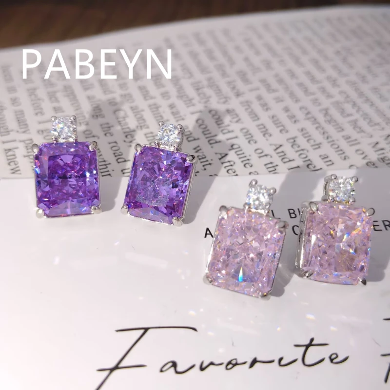 925 Sterling Silver Fashion Ice Flower Cut Large Carat Perfume Bottle Zircon Stud Earrings Birthday Party Anniversary Gift