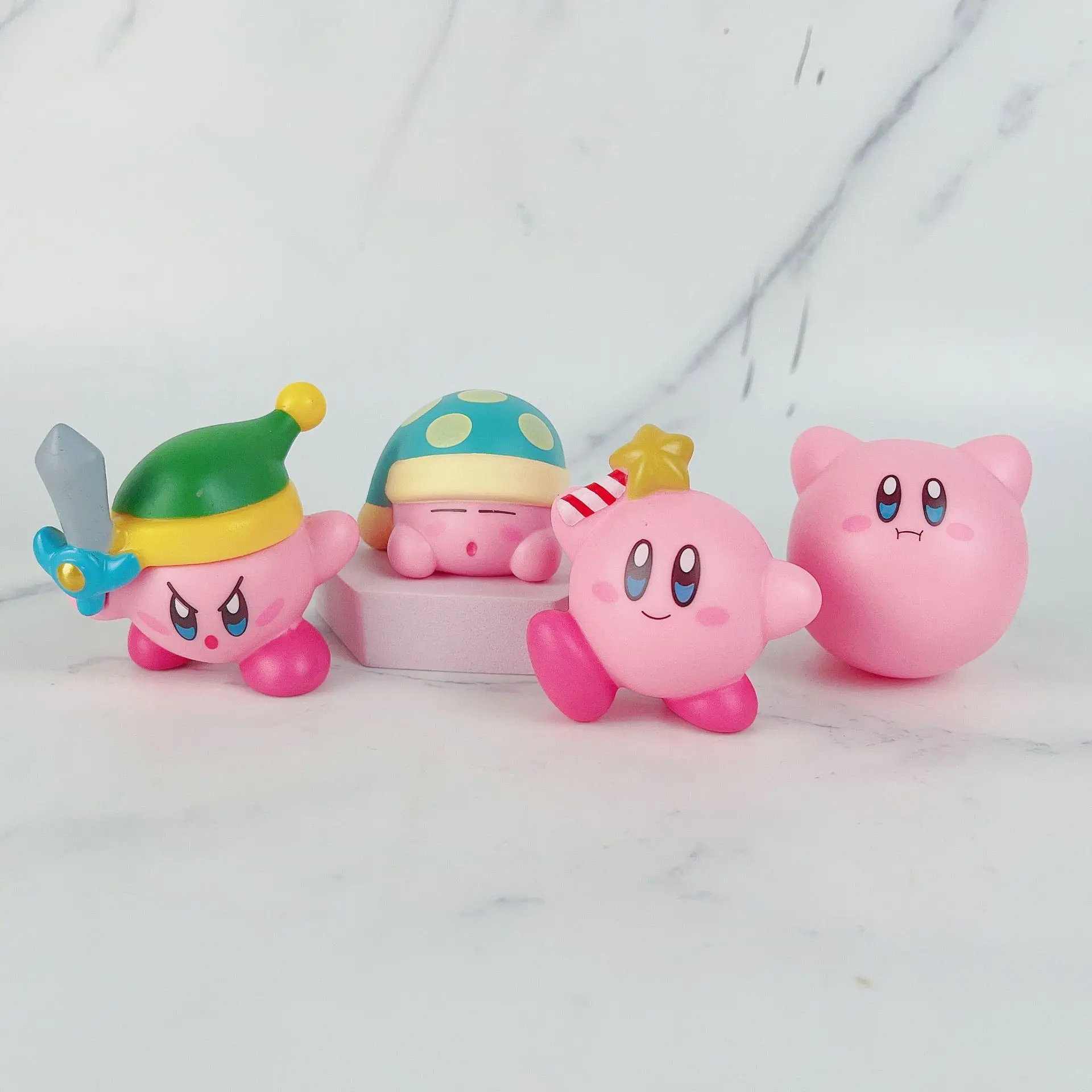 Kawaii kirby anime figura modelos bonito dos desenhos animados mini figura de ação bonecas modelos ornamento de mesa presentes de natal para meninos meninas