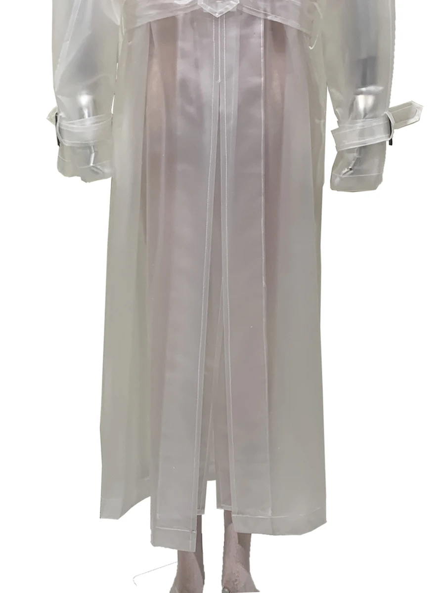 เสื้อโค้ทเทรนช์โค้ทหนัง PVC บางเบา โปร่งใส ทรงโอเวอร์ไซส์ สำหรับผู้หญิง พร้อมเข็มขัด เสื้อผ้าหรูหรา แฟชั่นยุโรป สตรีทแวร์ 2025