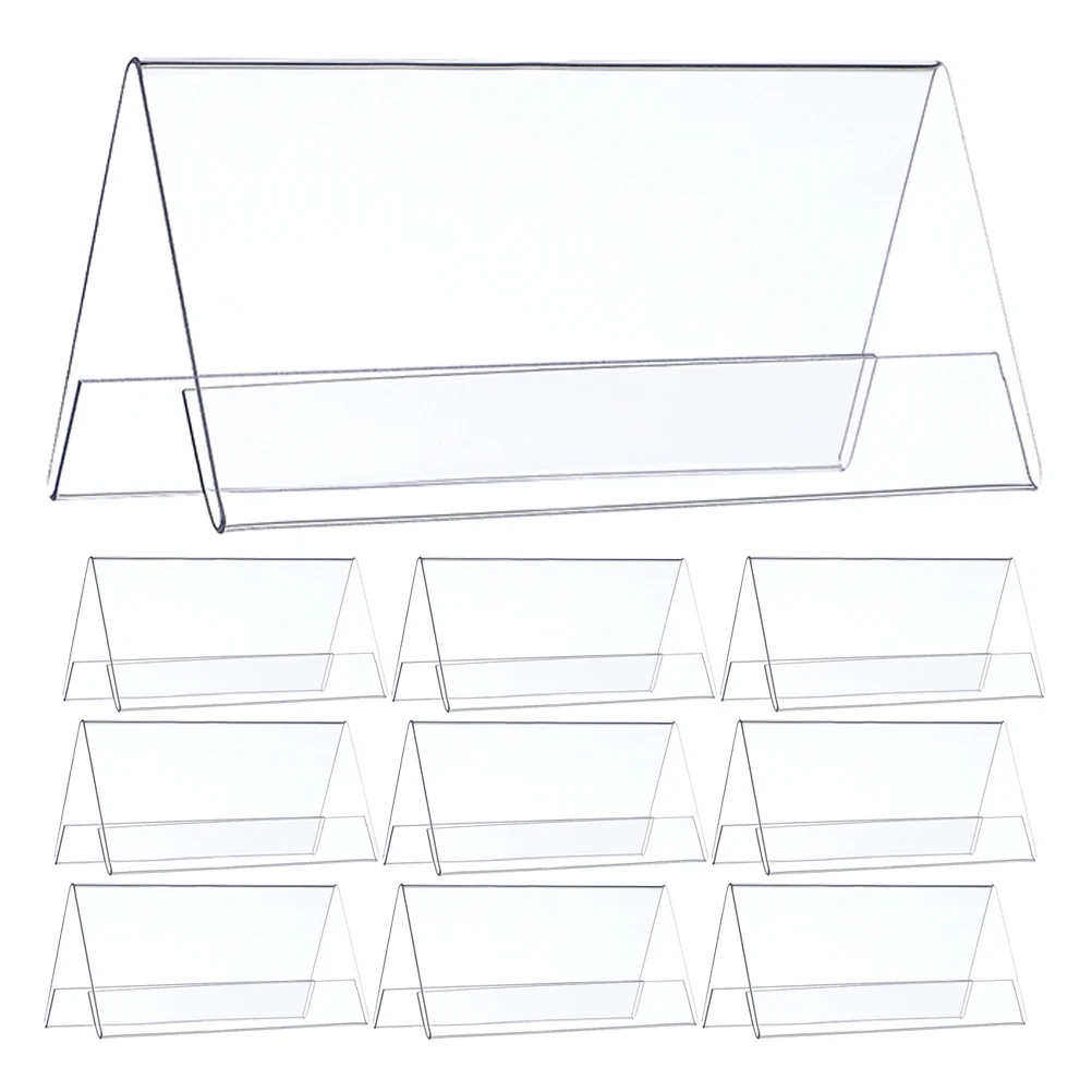 10 шт. прозрачных акриловых держателей для табличек на столы для конференций, 90x60 мм, многоразовые, для офиса, деловых мероприятий, столов