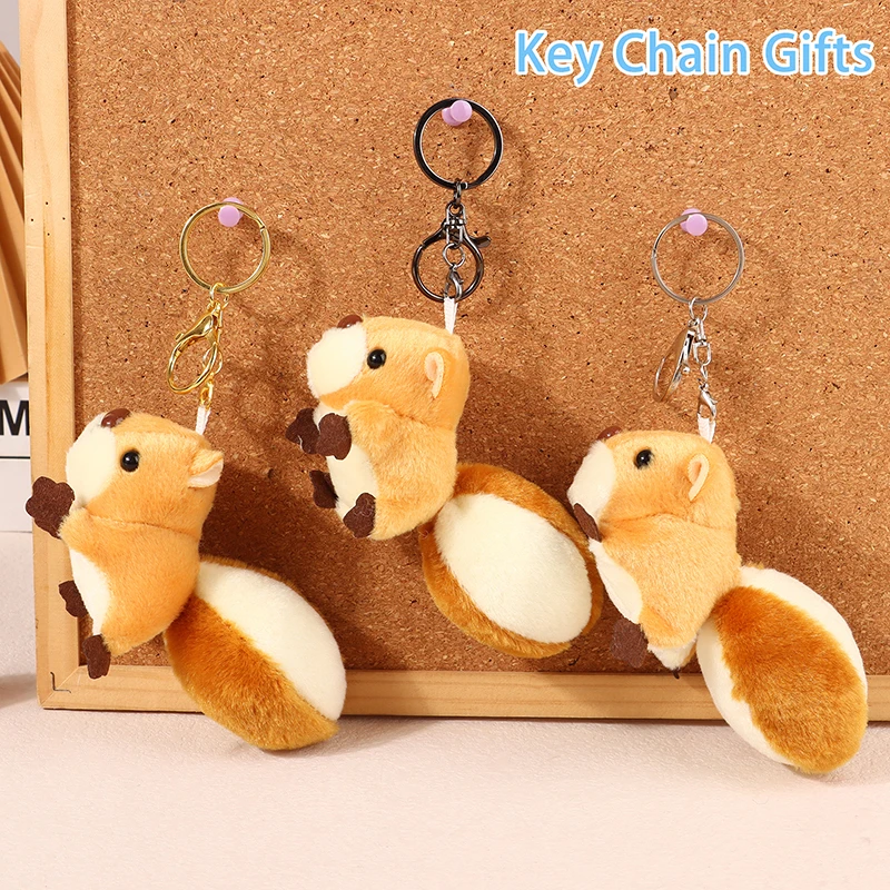 Autumn And Winter Squirrel Keychain Pendant Men And Women Cute Couple Bag Pendant Cartoon Brooch Plush Doll