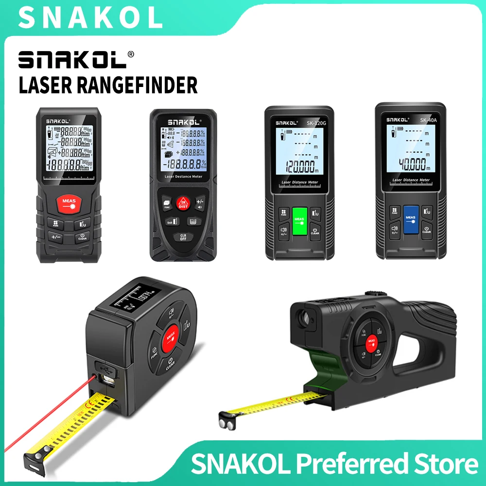 SNAKOL High Precision Laser Rangefinder 40-200m Digital Electronic Distance Measuring Meter Portable Laser Range Finder Tool