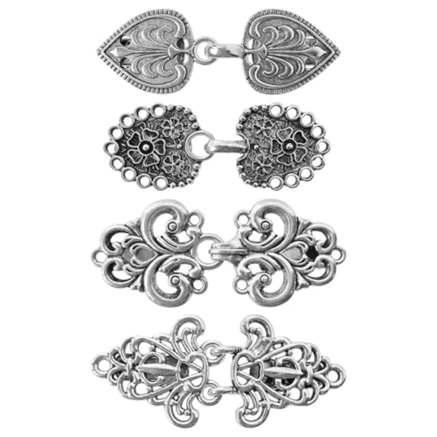 

4-Piece Vintage Sweater Swirl Cape Cloak Clips for Dress Retro Cardigan Shawl Collar Clasp Dress Shirt Button Clip for Girl Wom