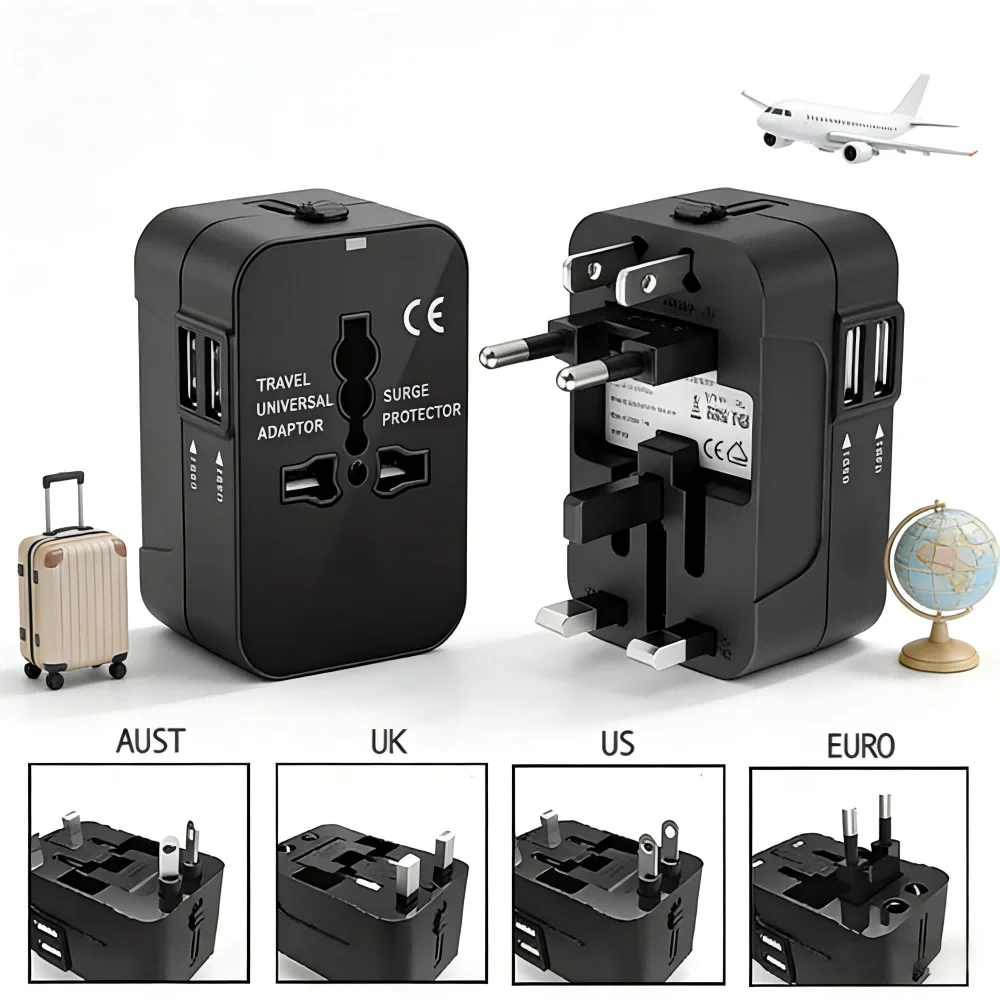 Universal Travel Adapter Dual USB Ports UK to EU Plug Adapte