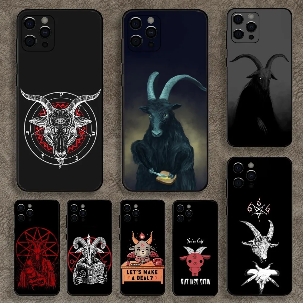 Satanic Goat Satan Devil Phone Case For Apple iPhone 15,14,13,12,11,Pro,X,XS,Max,XR,Plus,Mini Soft Black Cover