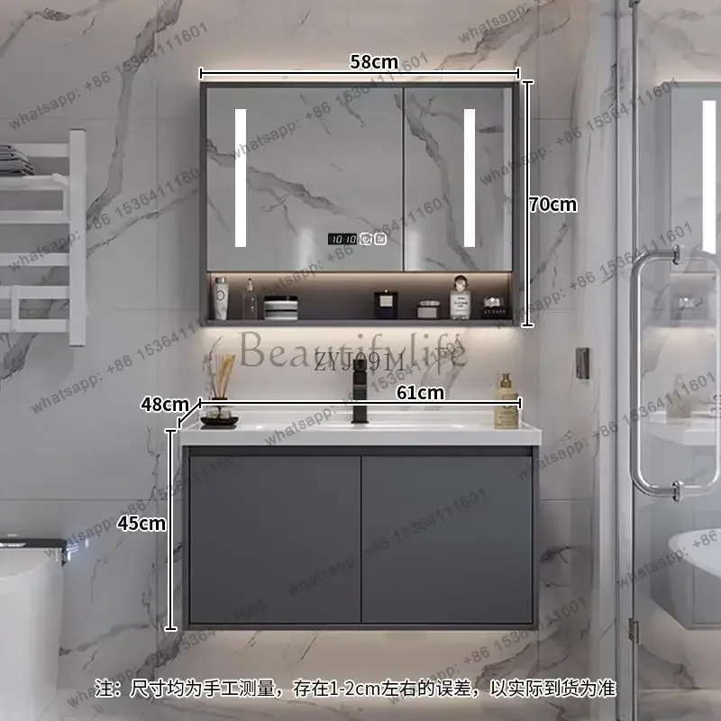 yj57 Solid wood light luxury bathroom cabinet combination modern ceramic integrated basin intelligent wash basin light luxury st