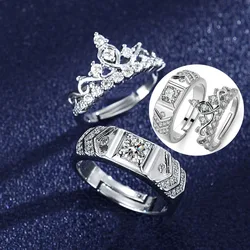 6.44mm Width 1 Pair Copper Adjustable Couple Rings Men Women Crown Engagement Ring Wholesale Drop Shipping