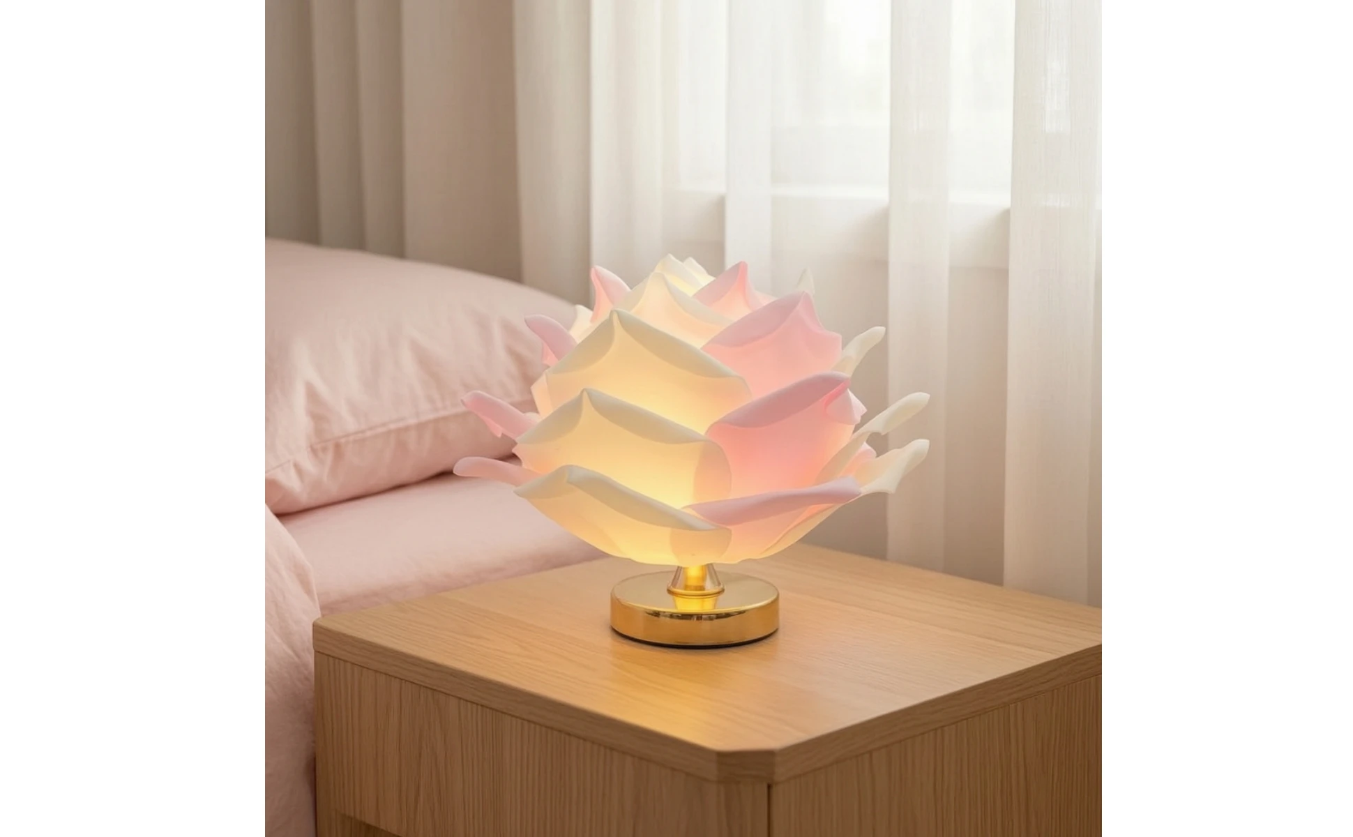 Rose Table Lamp Corded Rose Lamp Sculptural Warm Light for Bedroom, Reading Corner