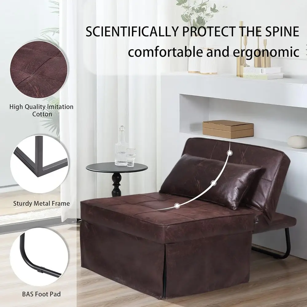 Soa Bed, Set o 4 in 1 Multi-unction olding Ottoman Breathable Linen Couch Bed with Adjustable Backrest ern Convertible Chair or - view 3
