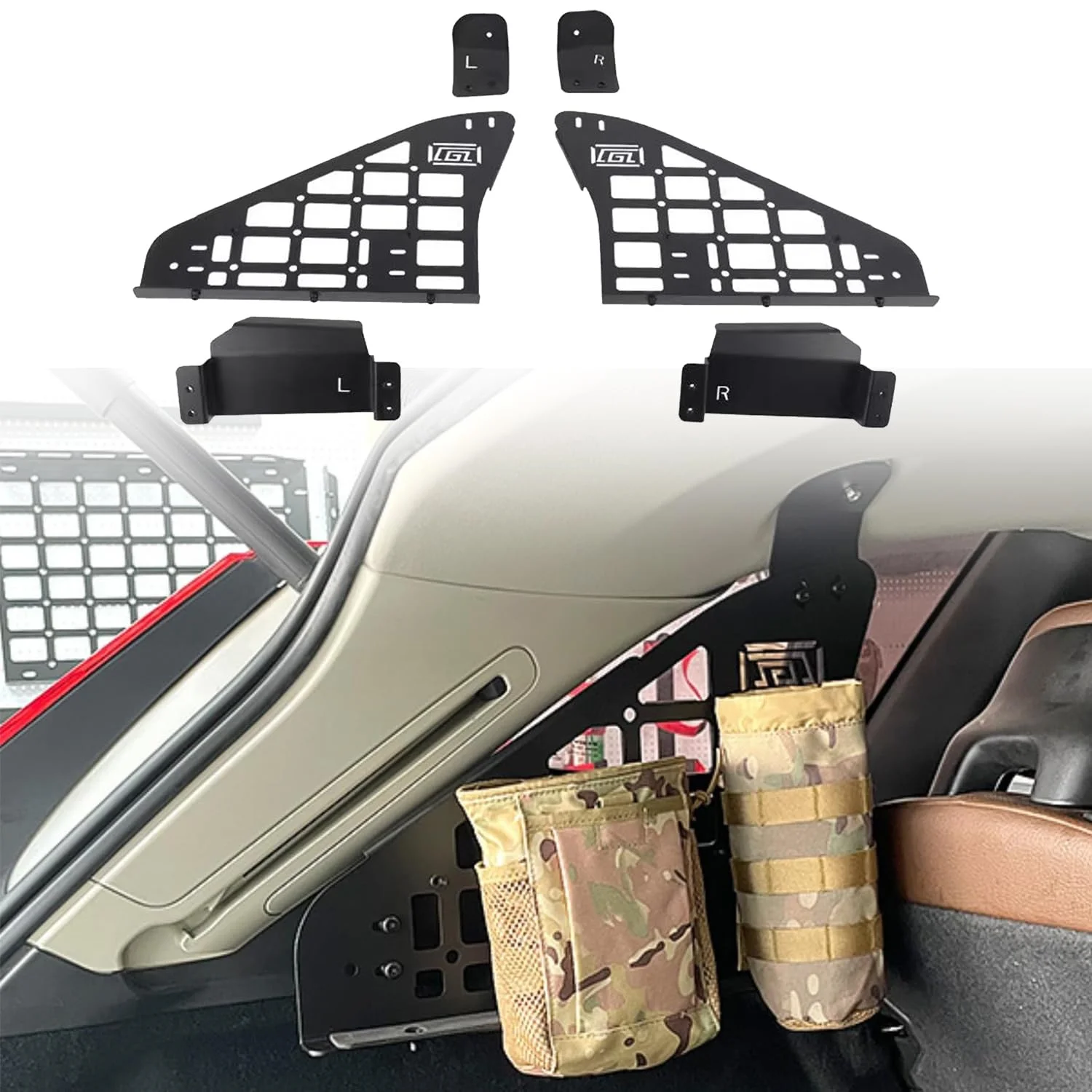 

For Volvo XC60 2018-2023 Rear Window Molle Panel Modular Storage Panel System Interior Cargo Rack Aluminum Alloy Kit 1 Set