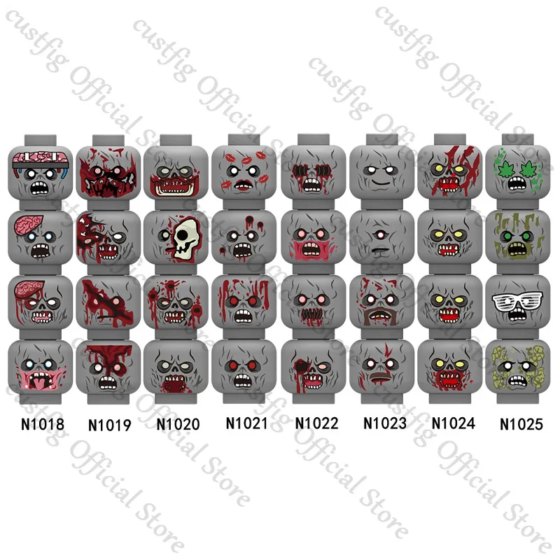 City Halloween Joker Zombie Bandit Orc Figure Facial Expression Building Block Terror Film Special Force Soldier Bricks Kids Toy
