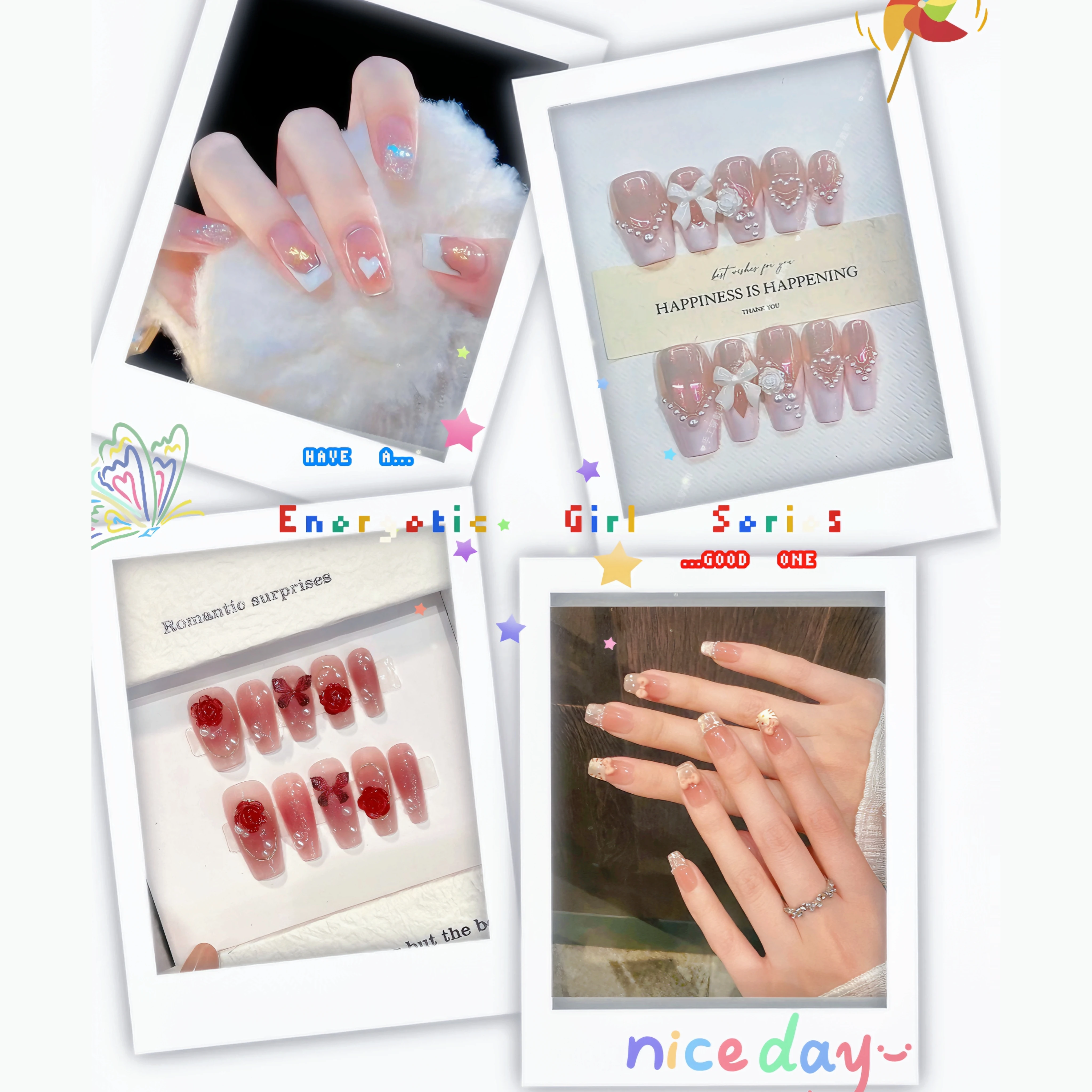 

10 шт. накладные ногти ручной работы девчачий и шикарный дизайн модный и красивый