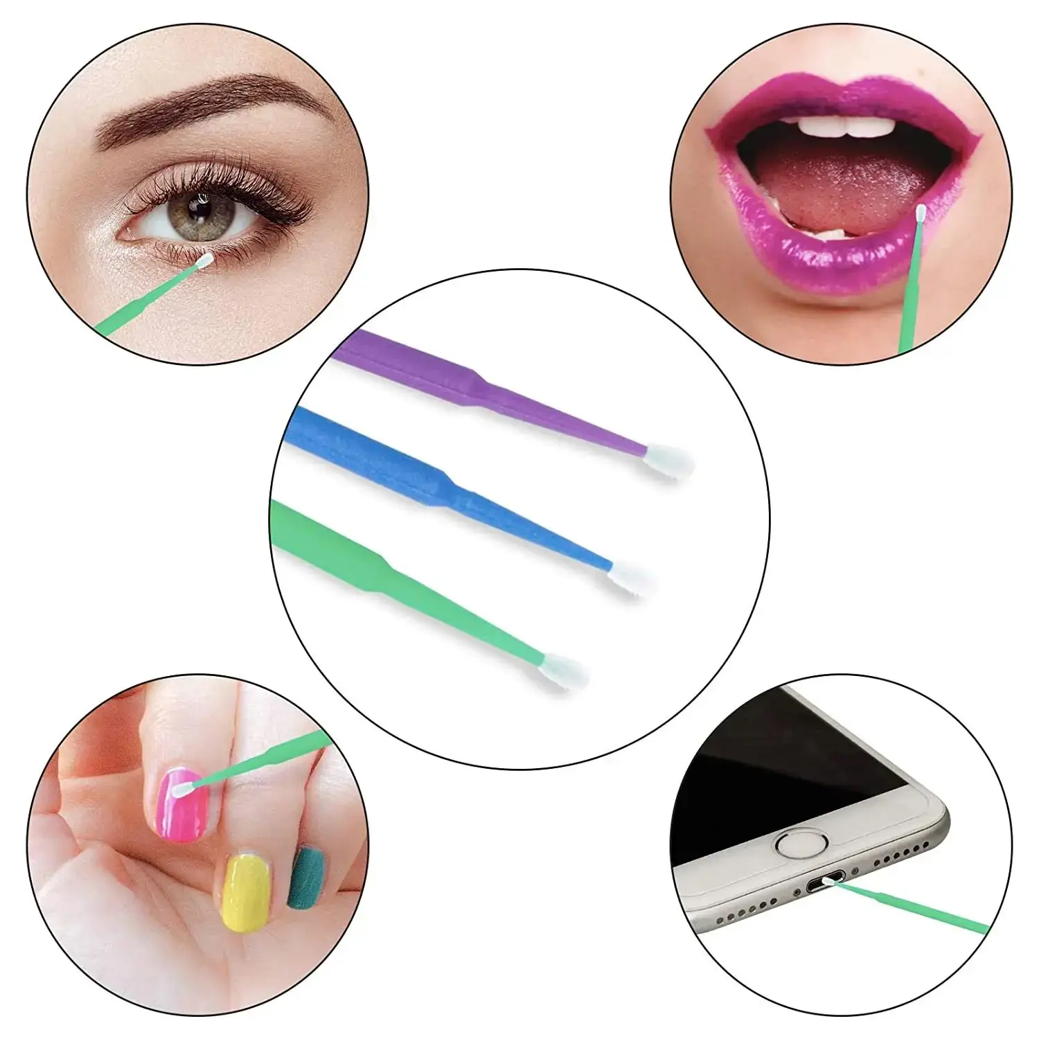 100 pçs extensão individual lash escova cotonete descartável micro para remover microbrush ferramentas de extensão de cílios