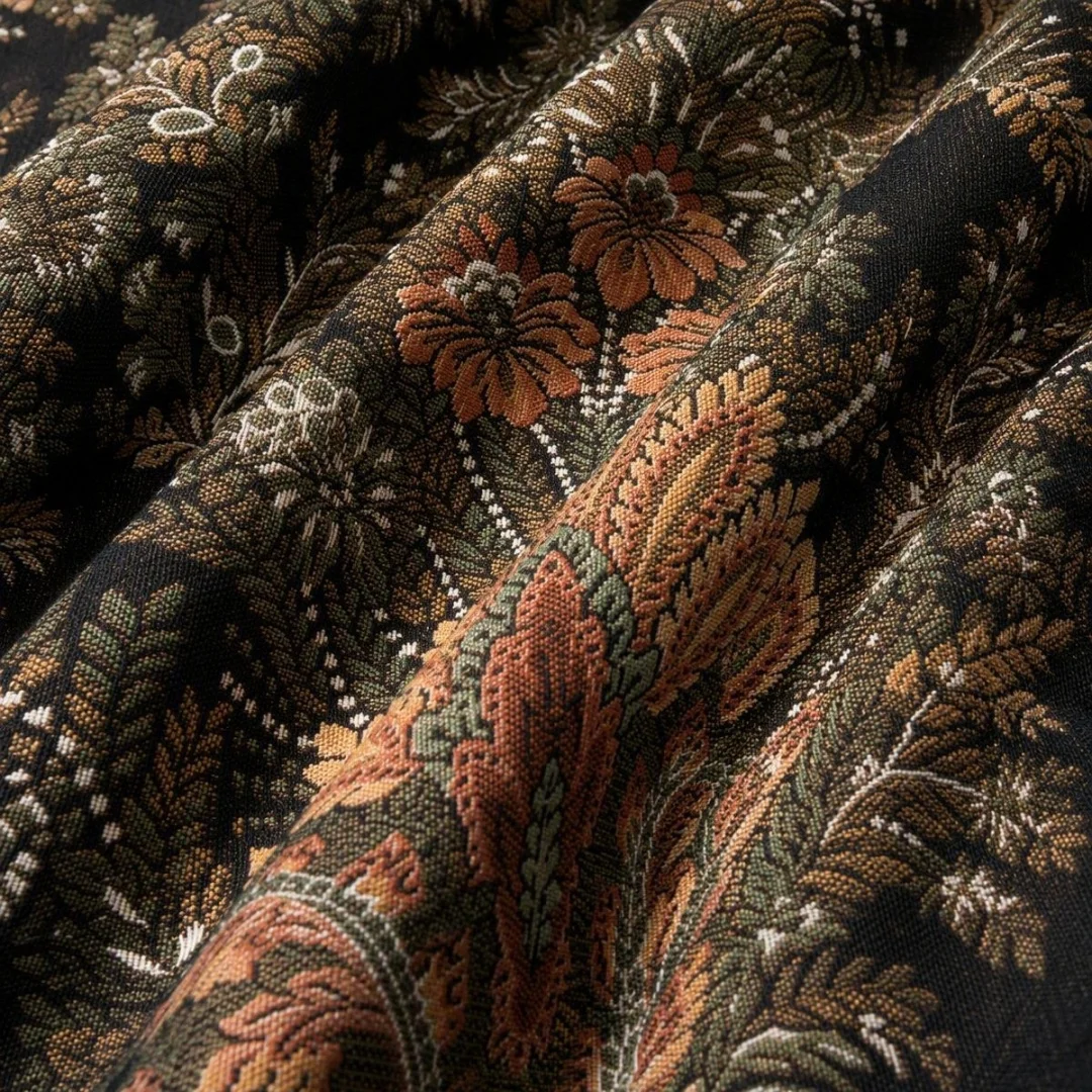 Vintage European Floral Jacquard Curtain,Heavy Woven Drapes,Antique Botanic Window Curtains for Living Room Bedroom Home Decor