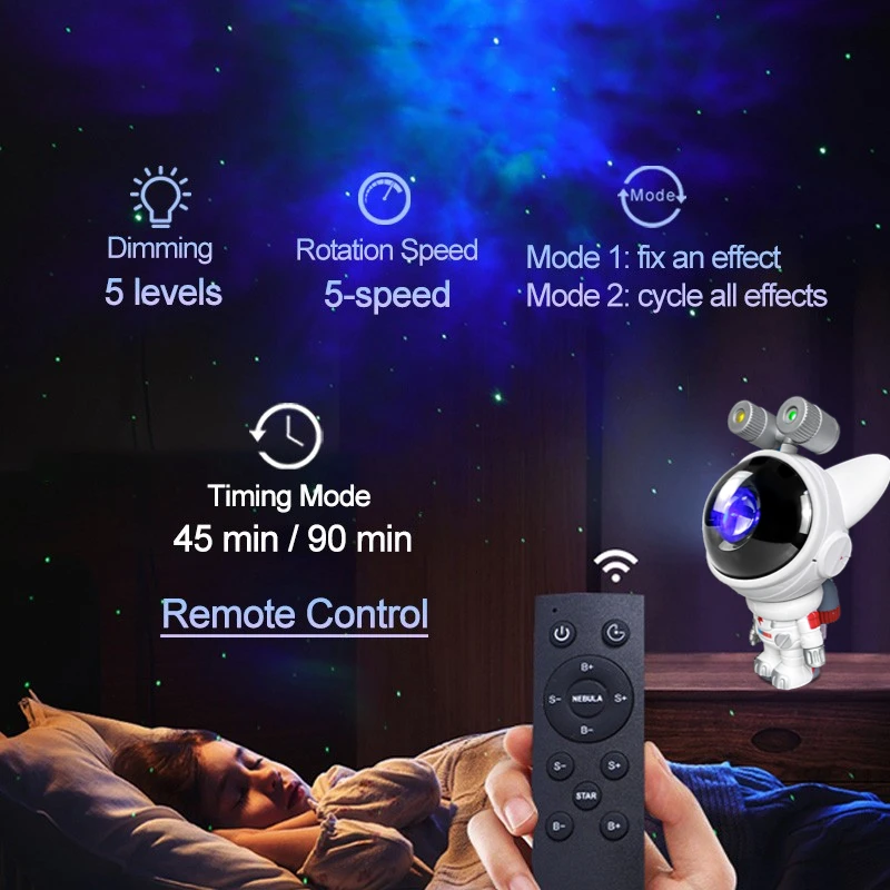 Proiettore LED Galaxy Star proiettore telecomando USB 360 ° luce notturna stellata regolabile cane astronauta staccabile Decor