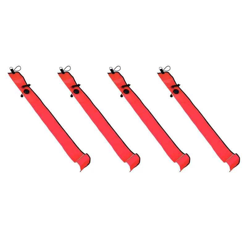 

4Pcs 1M Scuba Diving Inflatable SMB Surface Signal Marker Buoy Visibility Float Signal Tube Sausage,Red