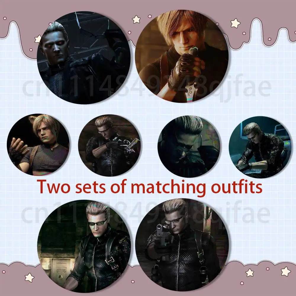 Wesker Resident Evil Leon S 2 piece set Badges On Backpack Jacket Cartoon Round Brooches Acrylic Button Pins Collection Gifts