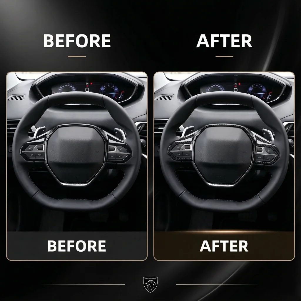 For Peugeot 4008 5008 GT 2017-2023Steering Wheel Button Panel Trim CoverCar Interior Accessories
