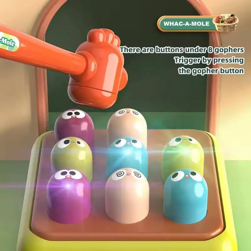 Happy Farm Hammer whack a mole speelgoed 4-in-1 elektronisch bordspel Hoge kwaliteit magnetisch visspel speelgoed voor peuters