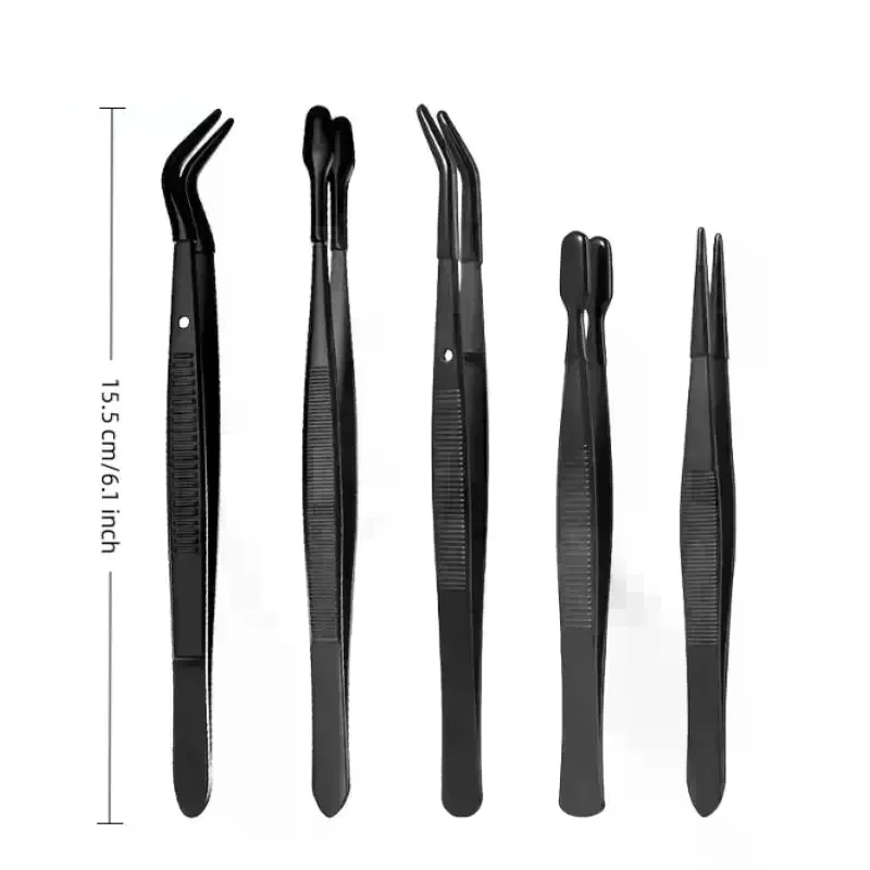 2/3/5Pcs Tweezers With Rubber Tips Stamp Clip False Eyelash Tweezers Rubber PVC Flat Tip Bent Tip Tweezers Clamping Tool - view 3