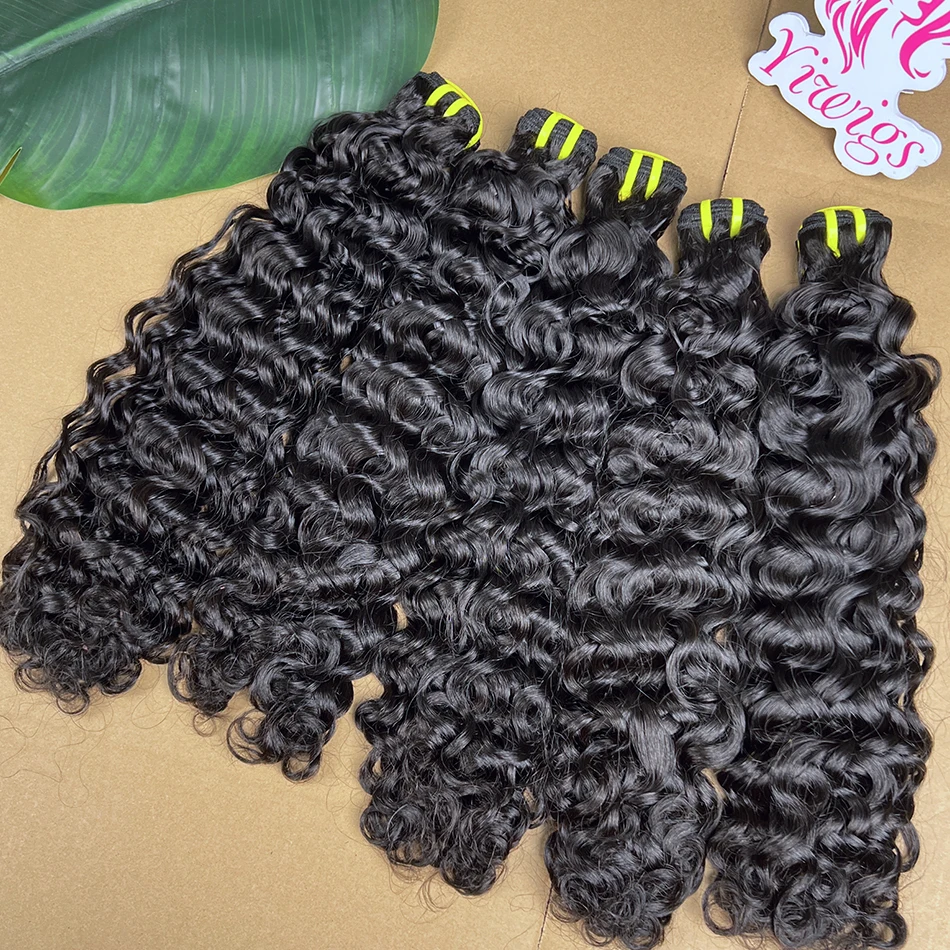 Double Drawn Water Wave 100% Raw Virgin Human Hair Bundles Bouncy Curly Vietnamese Unprocessed Hair Weave Extensions Thick