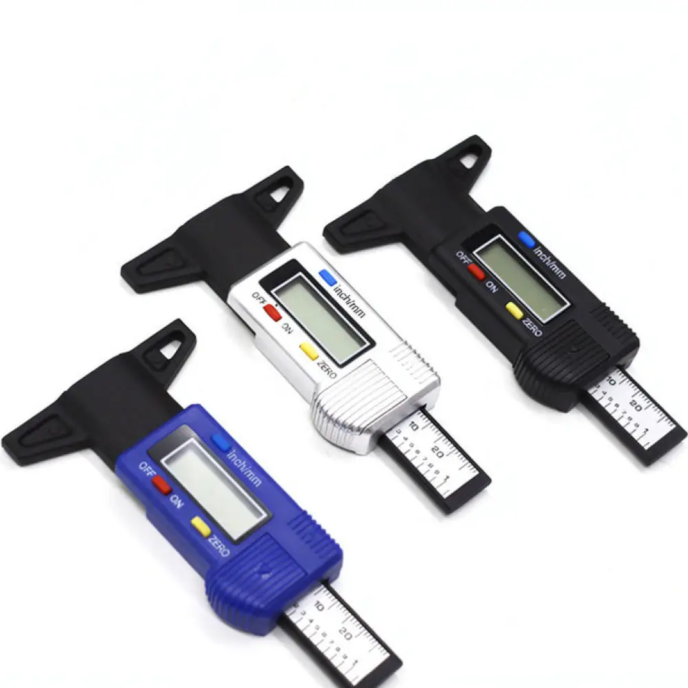 Professional Digital Tyre Depth Gauge Automotive Tire Wear Indicator Accurate Measurement Tool Metal Head For Vehicle Safety