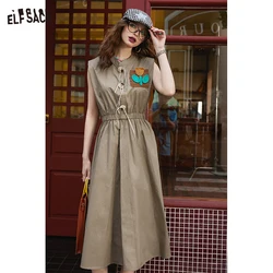 ELFSACK Workwear casual sleeveless round neck vest dress with a loose waist