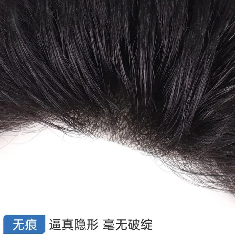 6Inch 100%Human Hair 16x18cm Men Toupee Clip in Hair Extensions Topper Replacement System  Capillary Prothesis Male Hair Wig