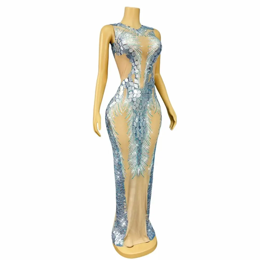 Shuilanhua 2025 Women Evening Dress Geometric Mirror Dress Club Bar Celebrity Performance Dress Dinner Birthday Party Dress