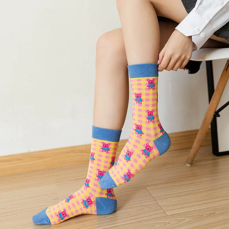 Japanese Harajuku Style Cartoon Woman Socks Cotton with Kawaii Bear Rabbit Funny Socks Women for Spring Autumn Winter 11801