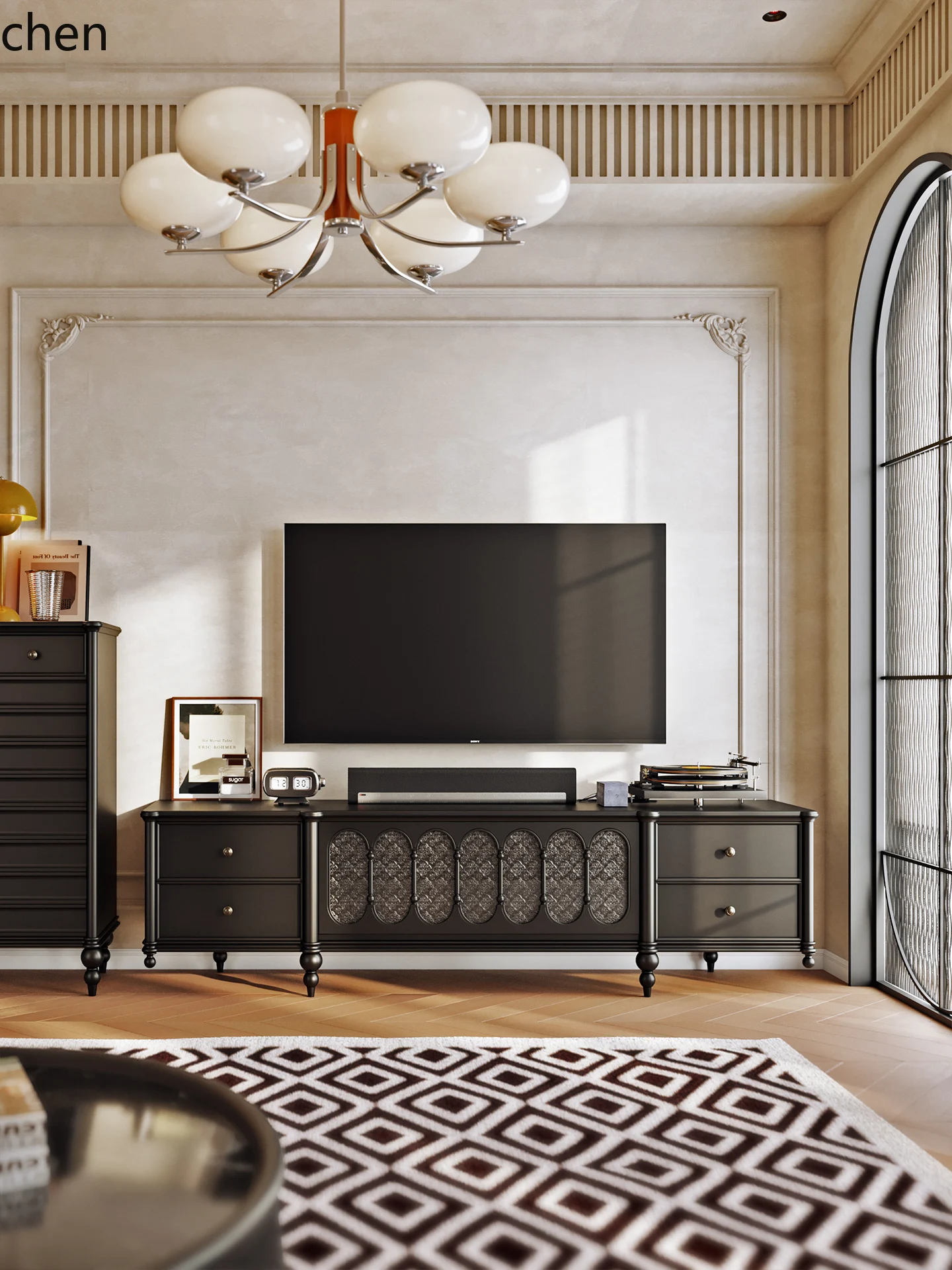 

LXC retro Brittany TV cabinet antique living room solid wood TV cabinet small apartment