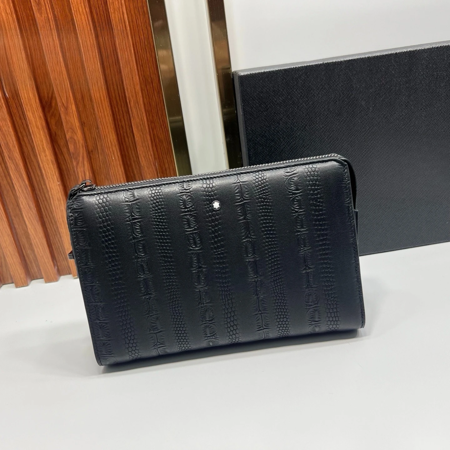 

Mens Leather Clutch Wallet, Premium Business Evening Card Holder, Multi-functional Large Capacity Luxury Classic Black